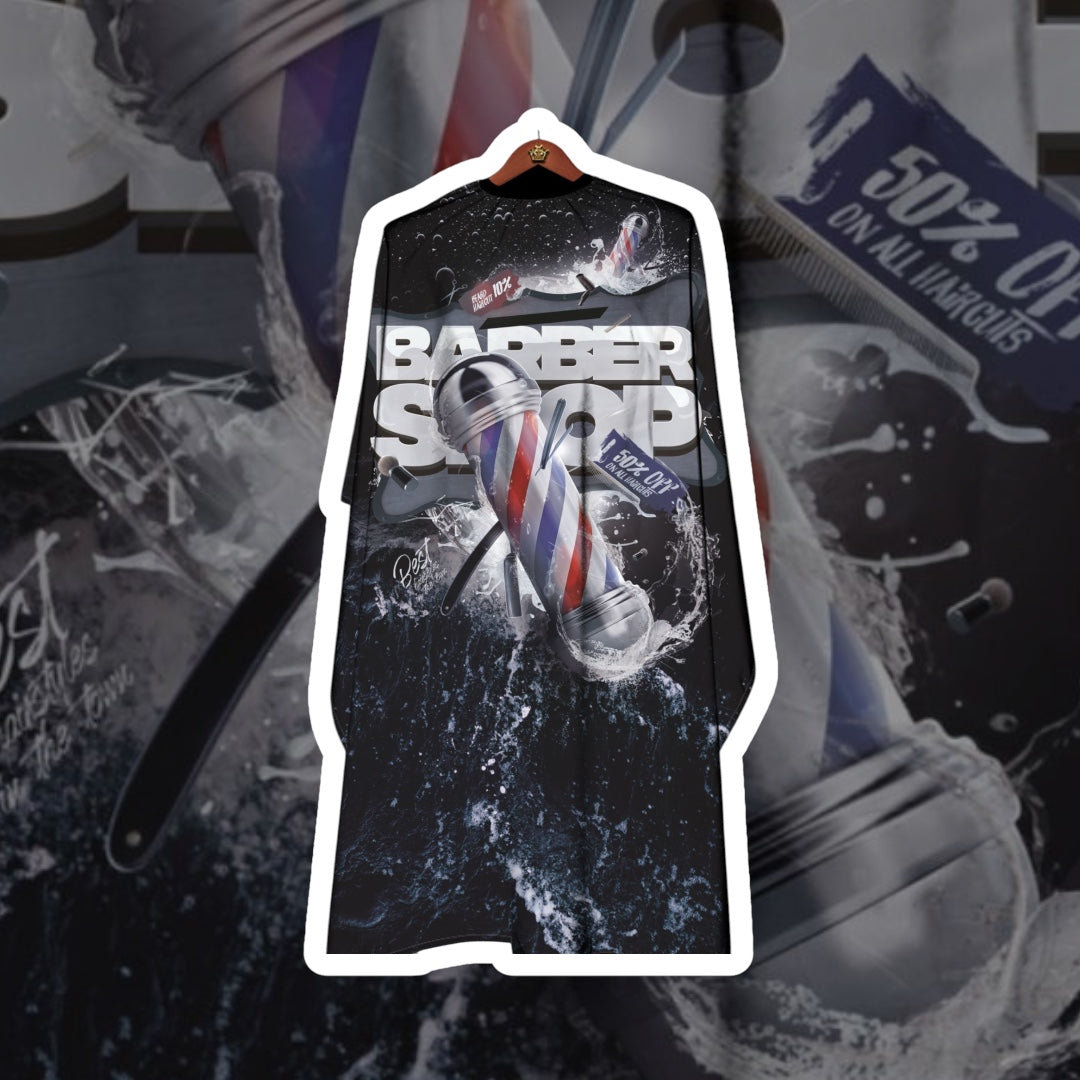 Bslik Professional Barber Hairdressing&Hair Cutting Gown | Barber Pole Design