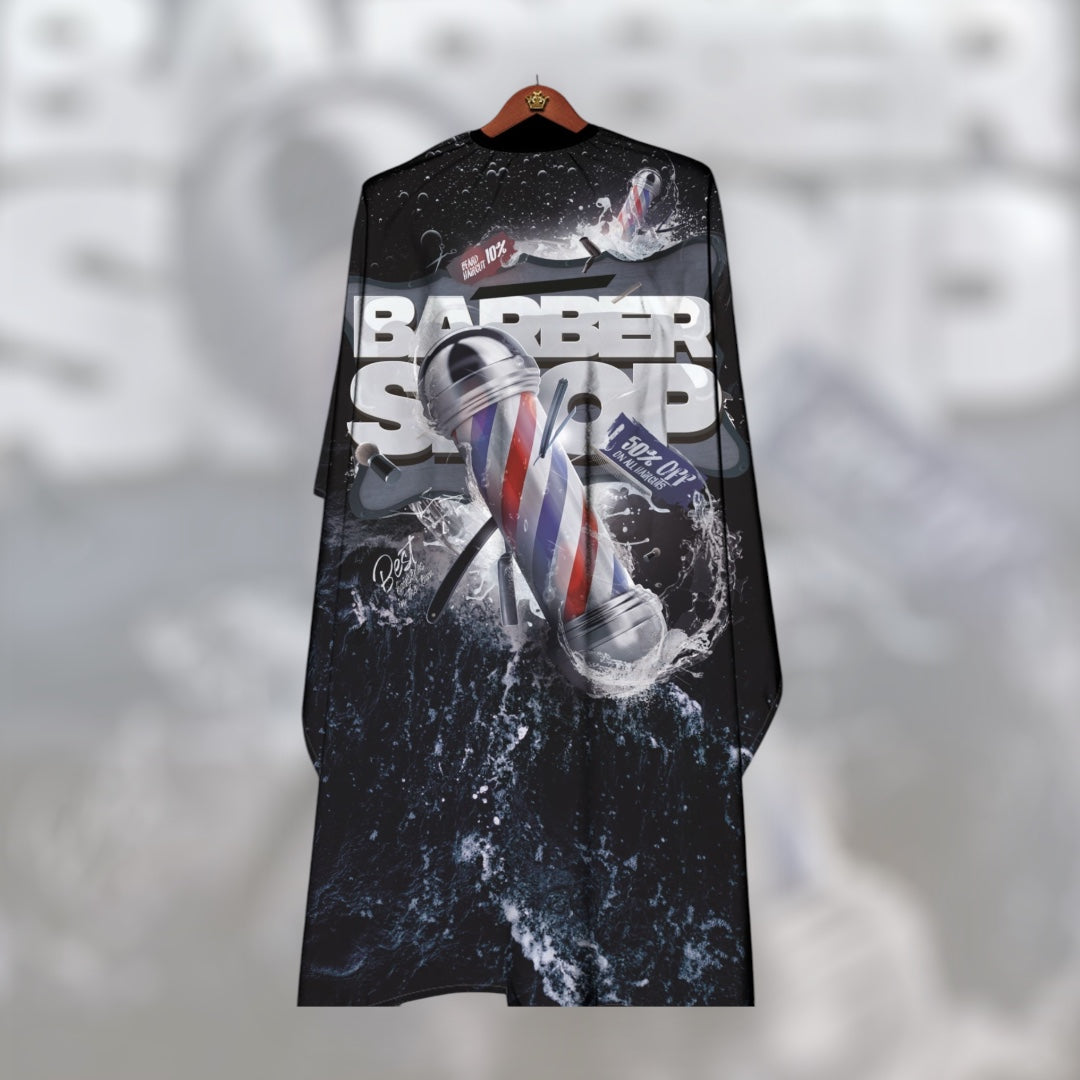 Bslik Professional Barber Hairdressing&Hair Cutting Gown | Barber Pole Design