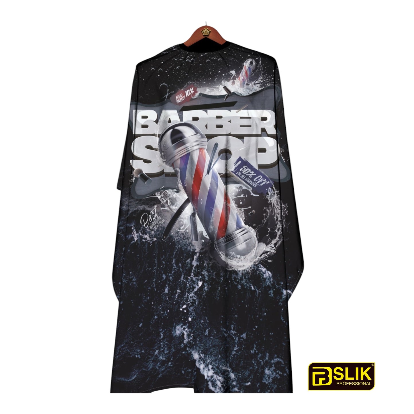 Bslik Professional Barber Hairdressing&Hair Cutting Gown | Barber Pole Design