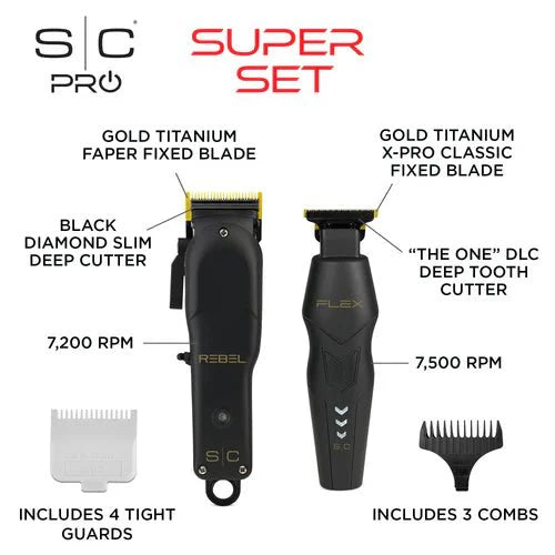 StyleCraft Super Set Rebel Clipper & Flex Trimmer Bundle with Travel case