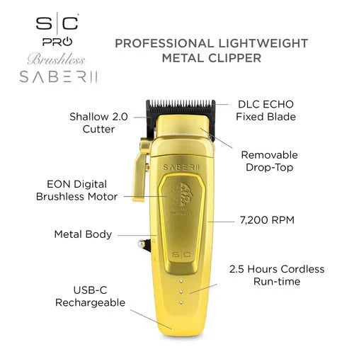 Stylecraft Saber 2.0 Cordless Modular Clipper with High Torque Digital Brushless Motor (SC617M)