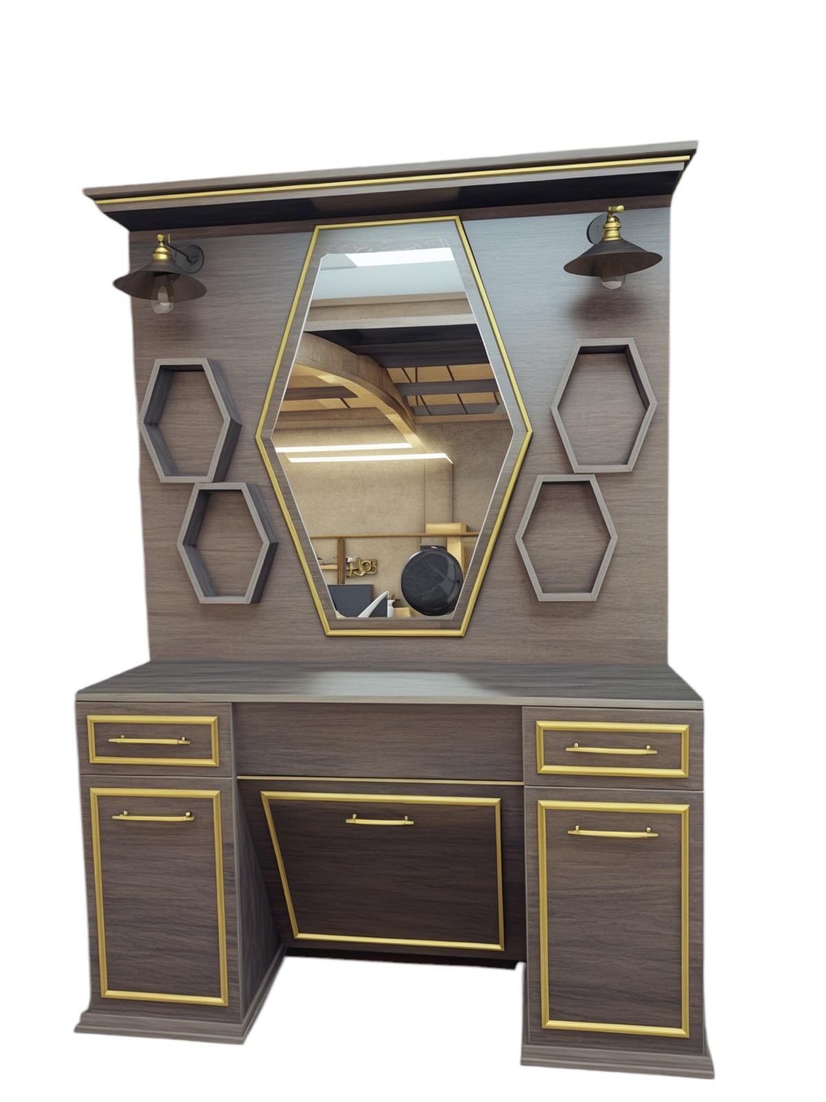 Bslik- Brown Barber Unit with Gold Line 220cmx150cm