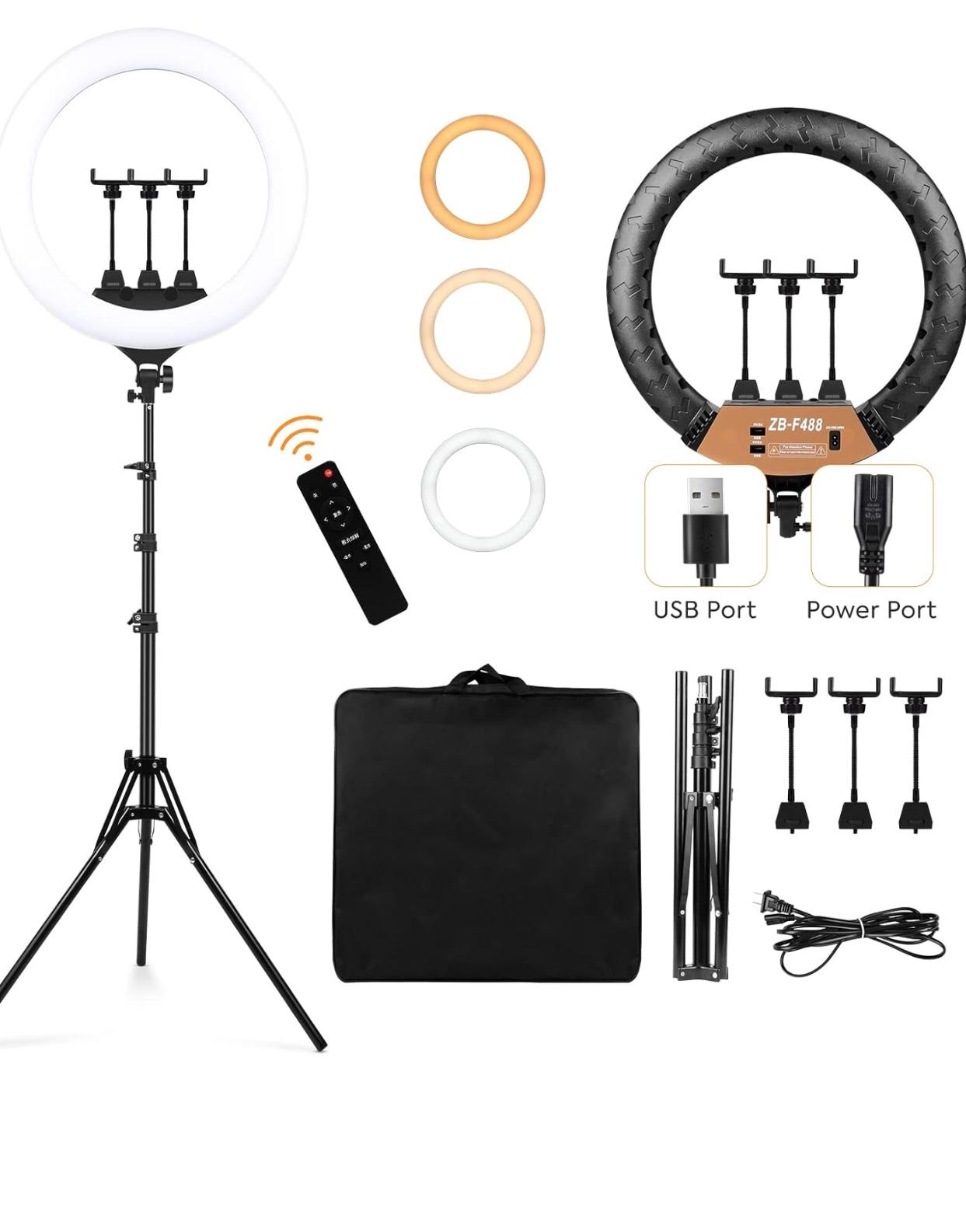 22 Inch LED Ring Light 3200-6500K Lighting Kit With Light Stand
