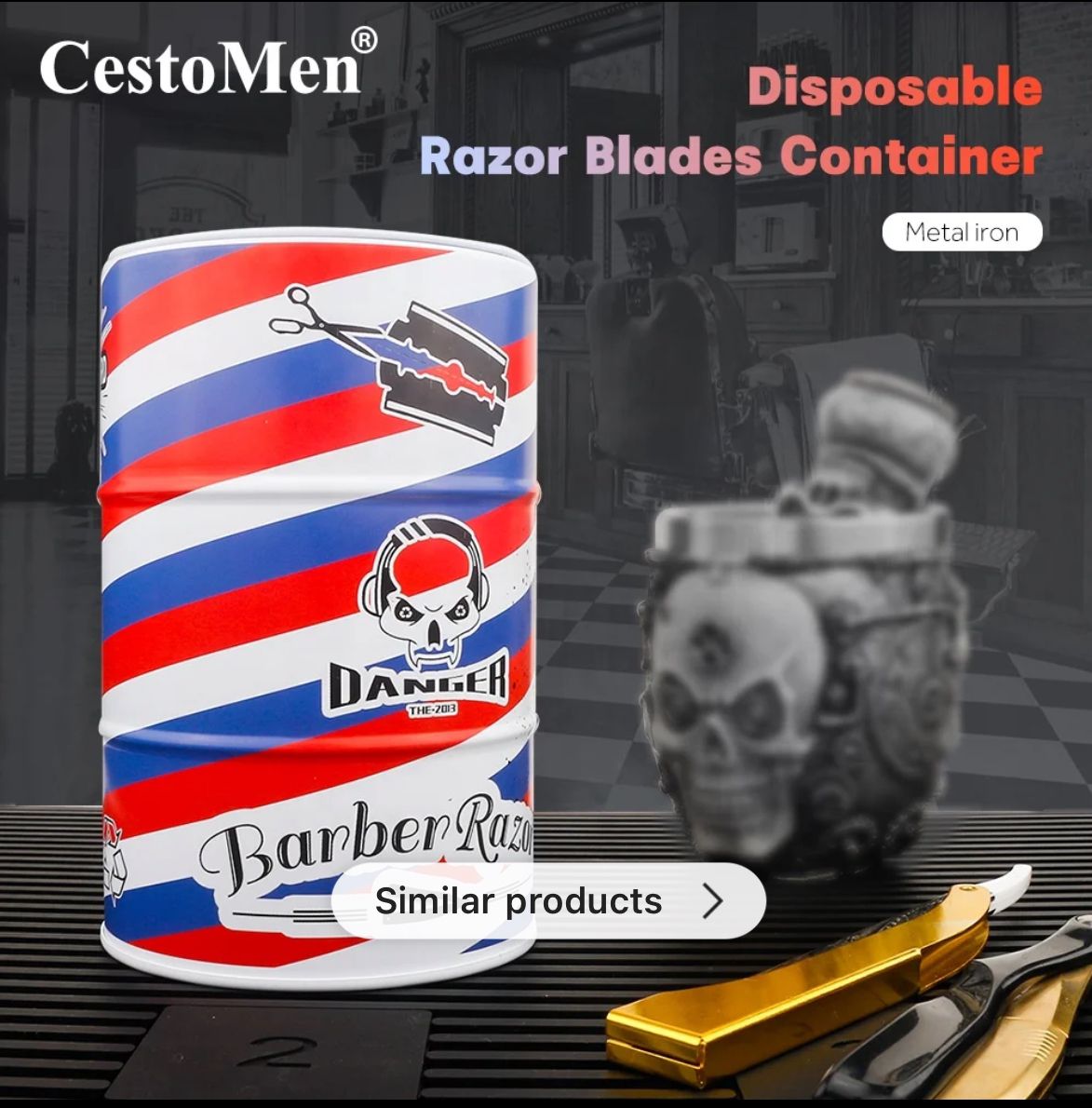 Blade Disposal bin Case ( Blue & Red Stripes Pattern)