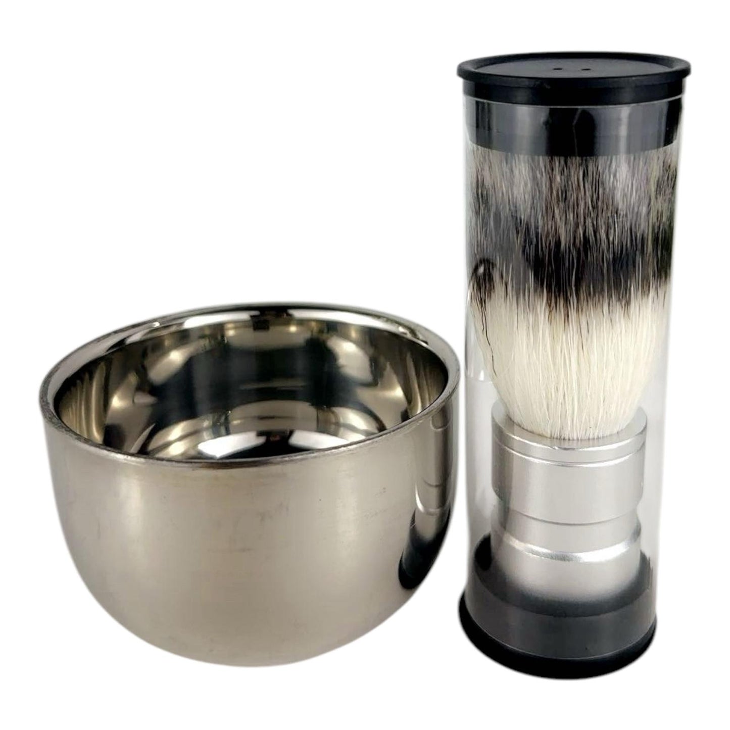 Bslik- Stainless Still Shaving Bawl and Brush Set