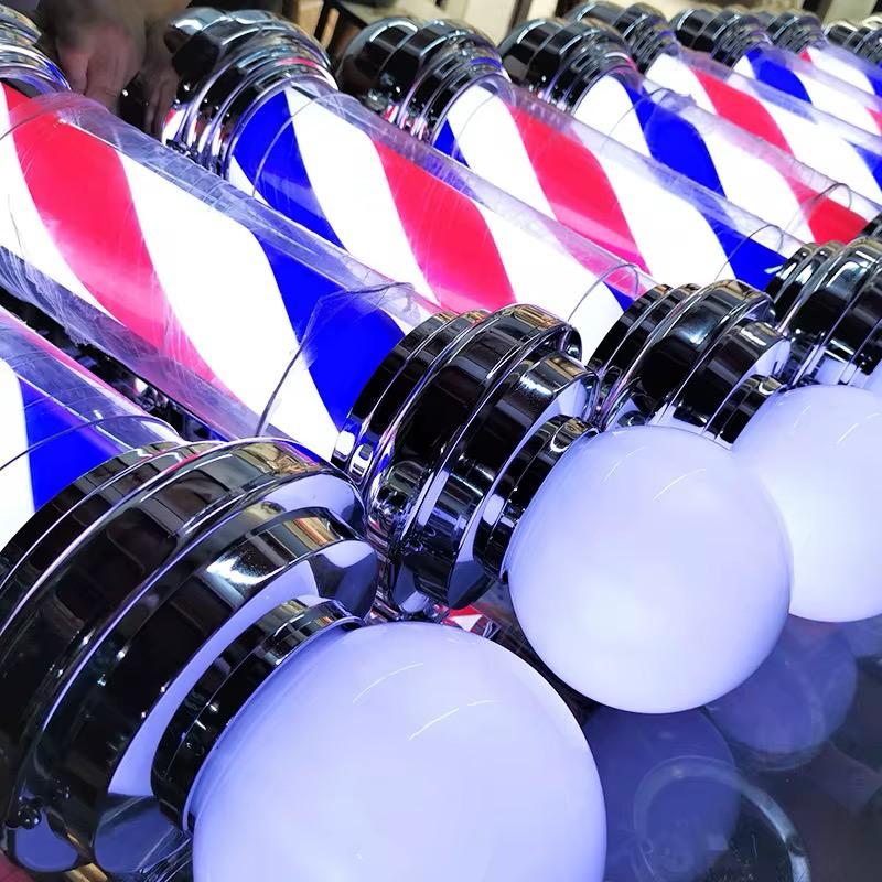 LED Baber pole Light with open sign (Black red white Blue Stripes) 85cm