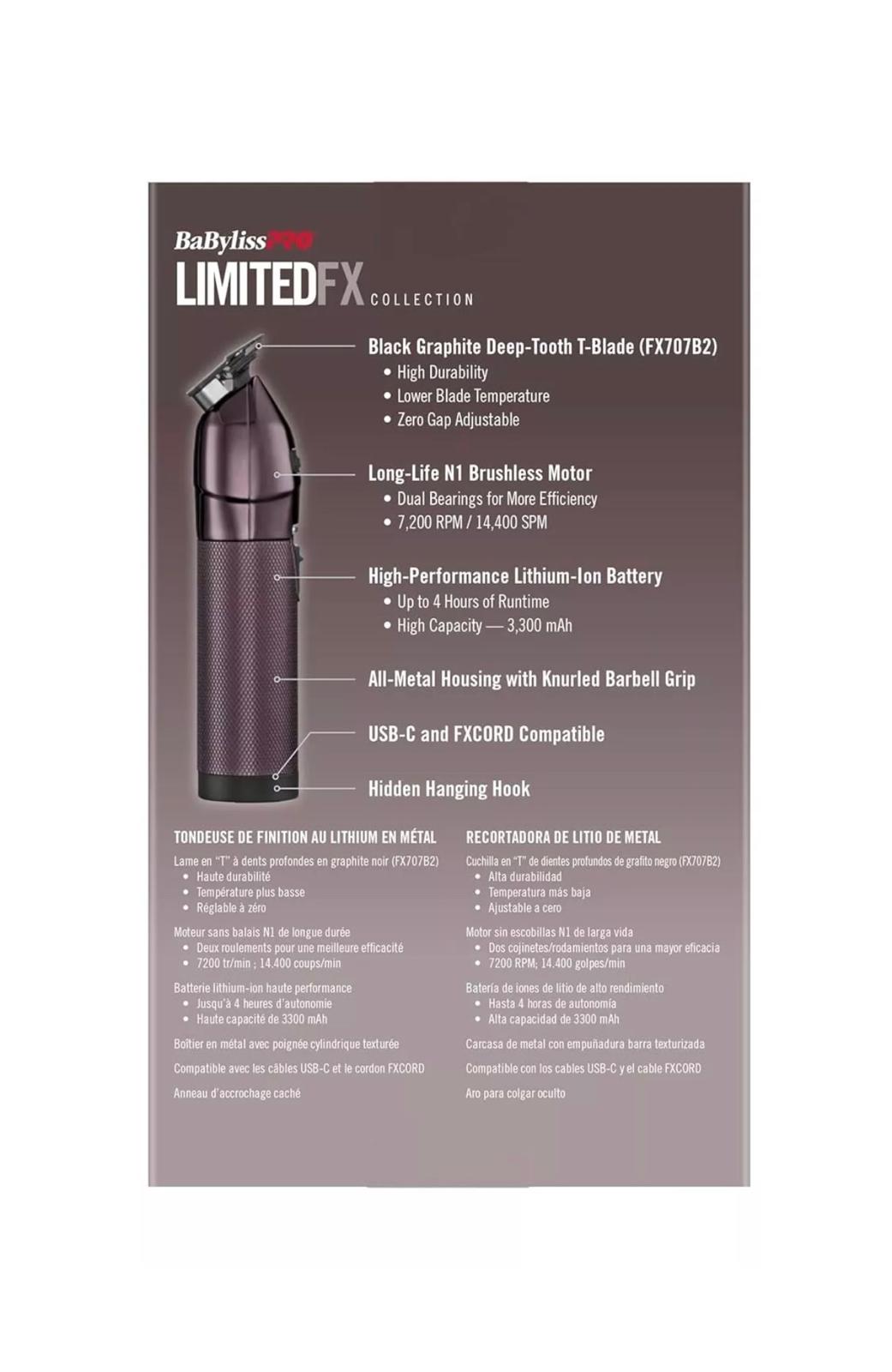 BaBylissPRO LimitedFX Nightfall Trimmer US IMPORT with 3 PIN UK PLUG