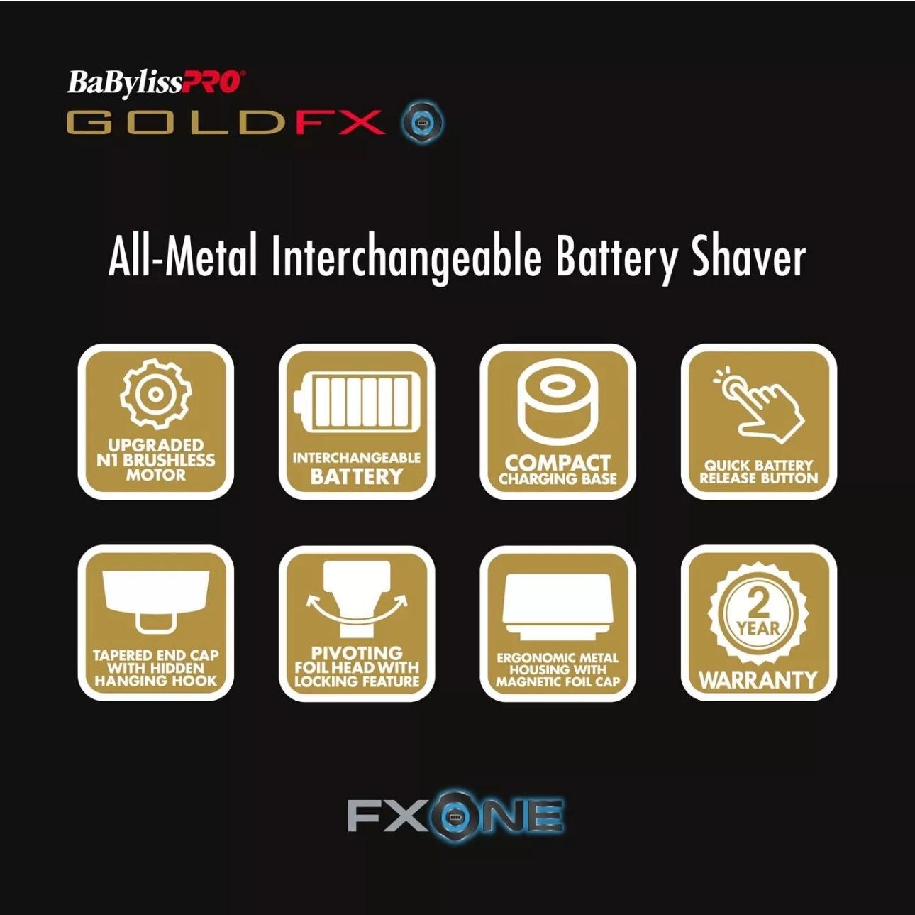BaBylissPRO FXONE GOLDFX Shaver US IMPORT with 3 PIN UK PLUG