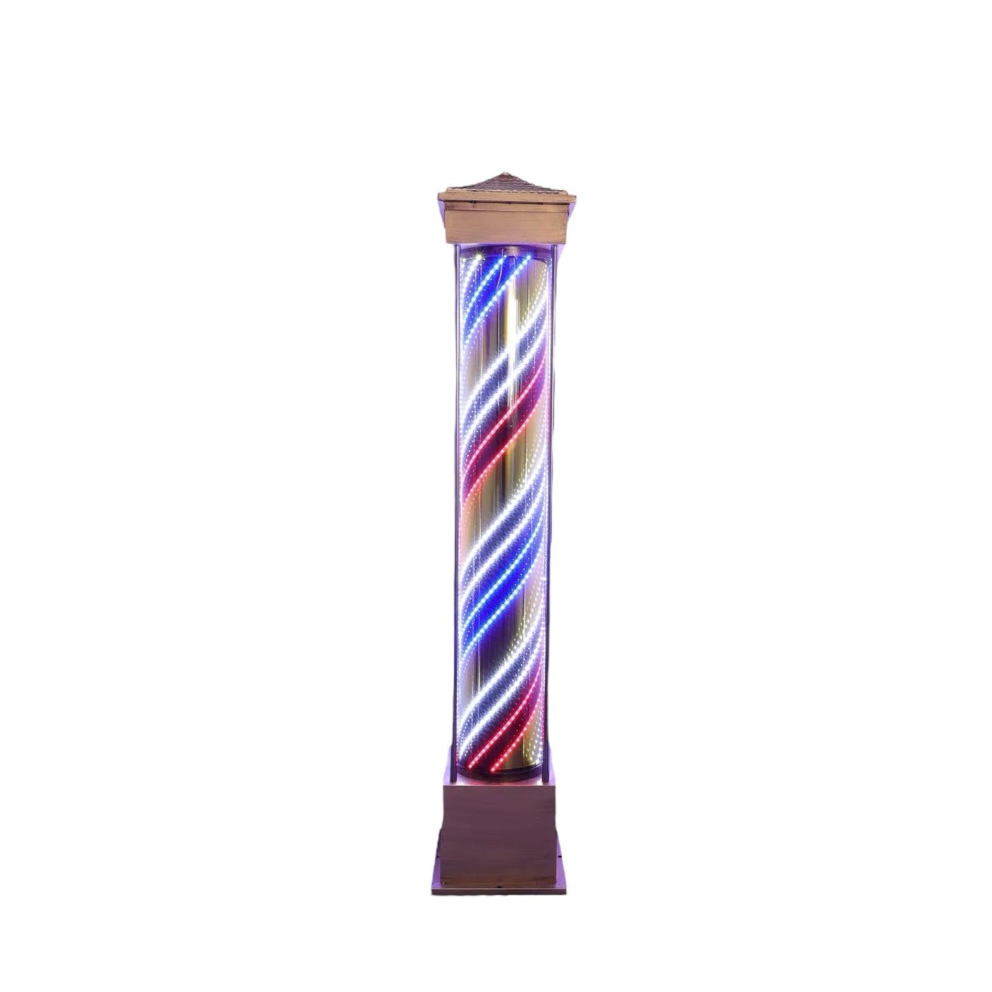 Floor Standing Glass Barber Pole Full Led Remote Control
