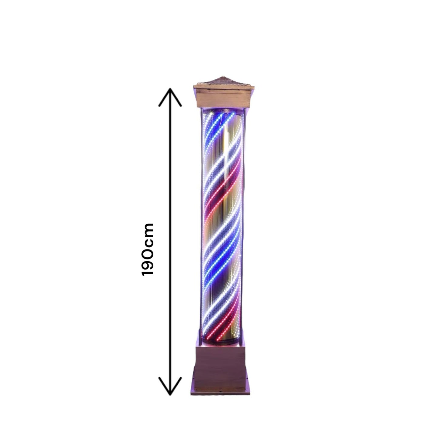 Floor Standing Glass Barber Pole Full Led Remote Control