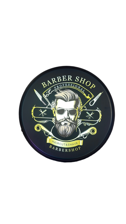 Round Smart Barber Sign (Black & Gold)