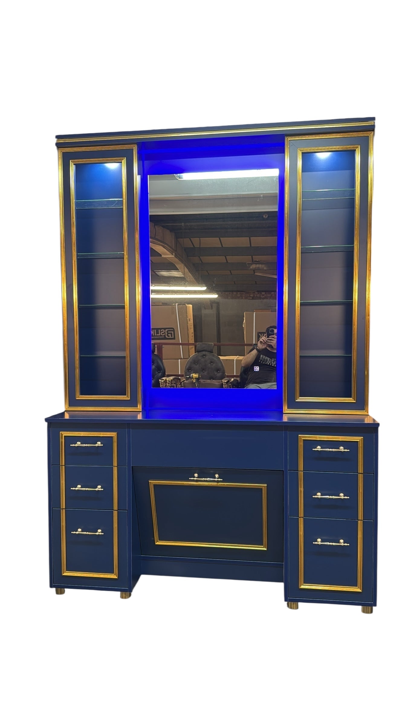 Barber station mirror units