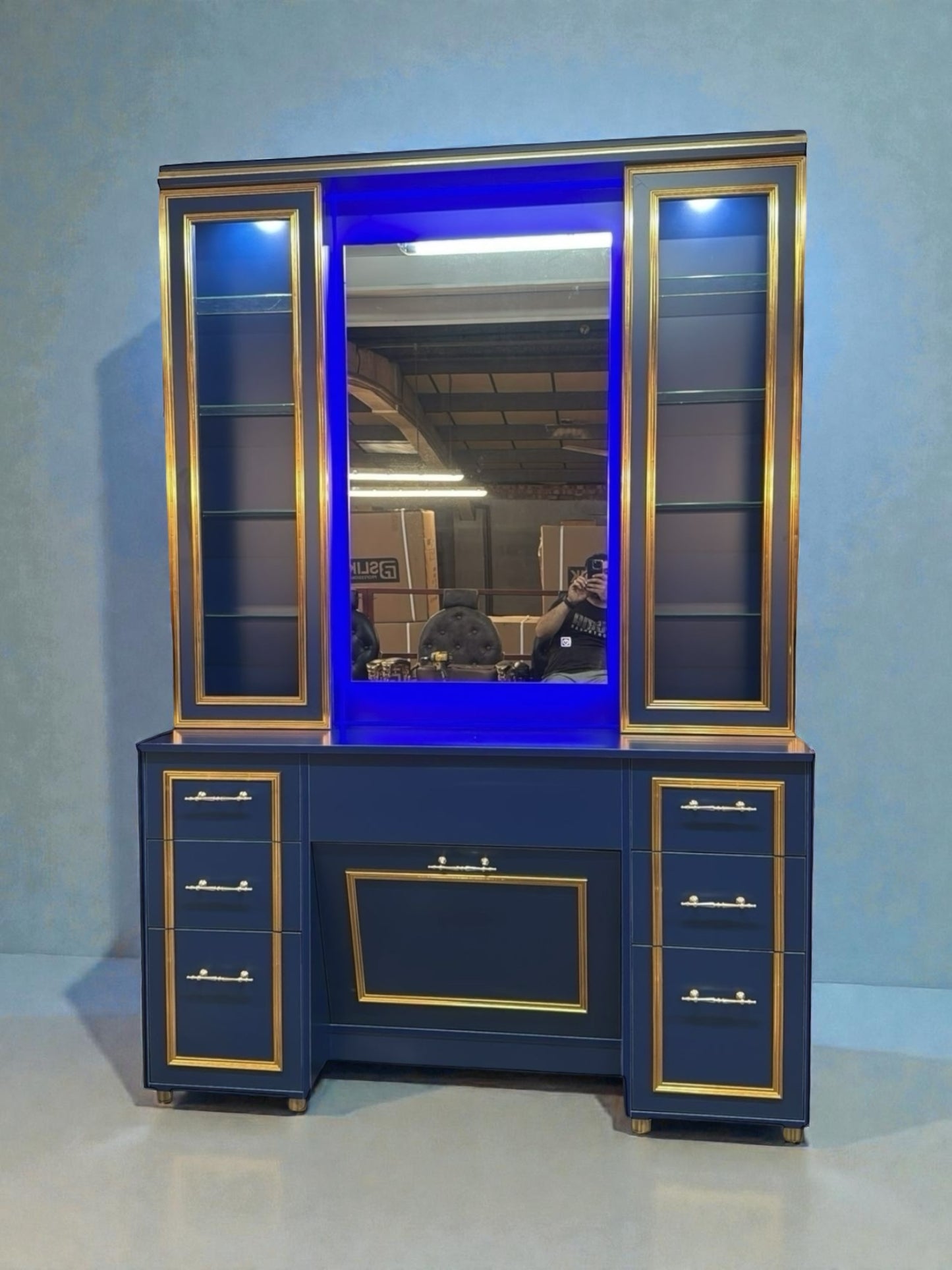 Barber station mirror units