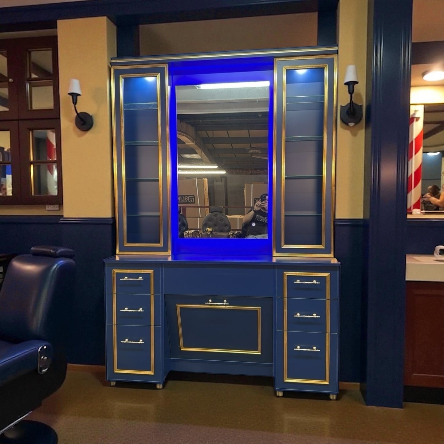 Barber station mirror units