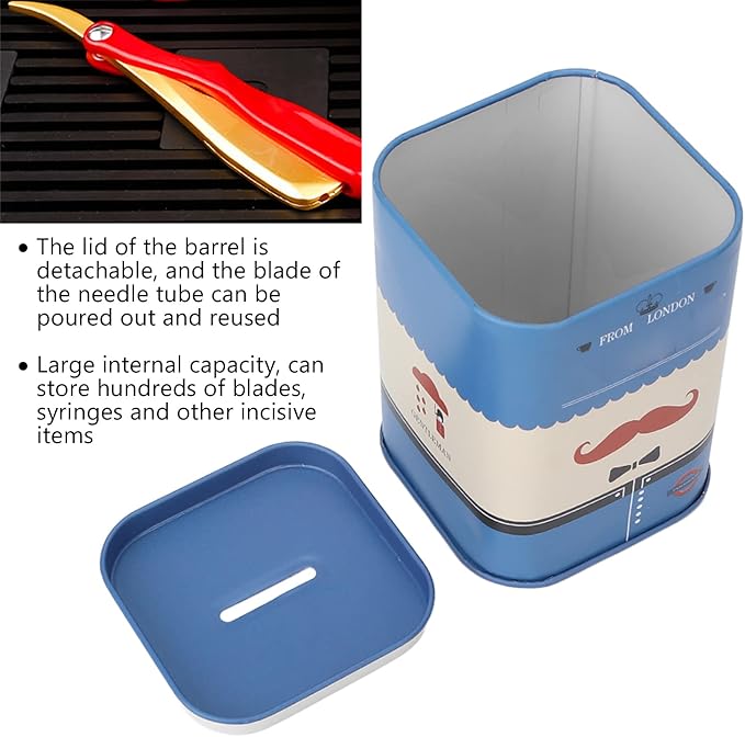 Blade Disposal Bin Case (Moustache) Blue