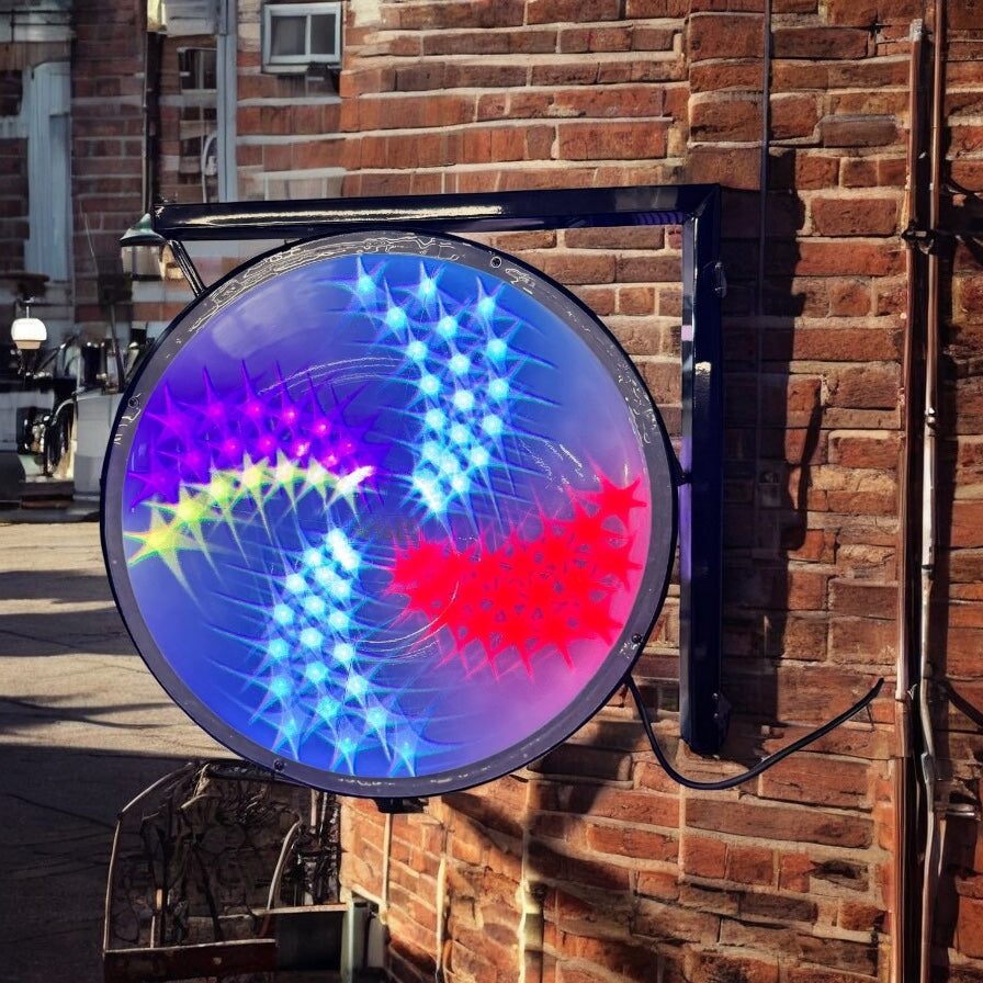 BSLIK-ROUND BARBER POLE COLOURFUL ROTATING LED STRIPS INDOOR&OUTDOOR
