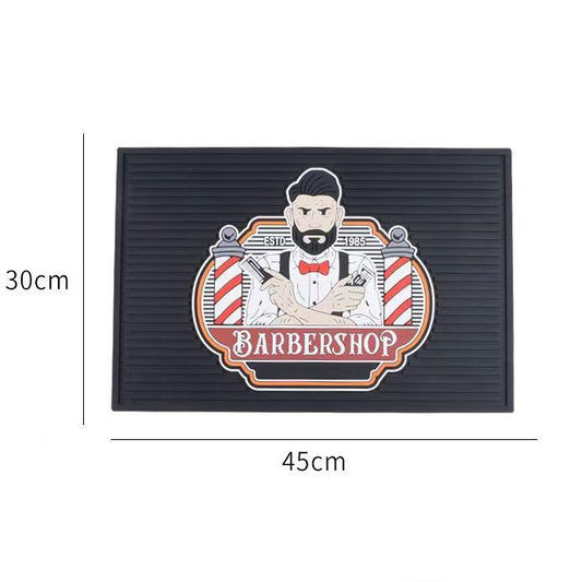 Professional Custom Logo Barbershop Work Station Barber Mat (Black)