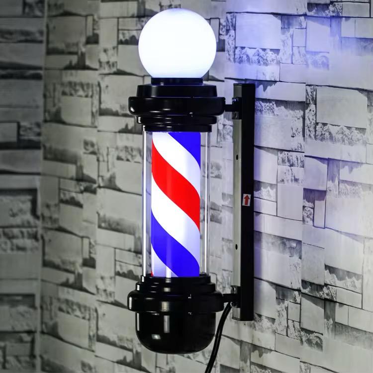 LED Baber pole Light with open sign (Black red white Blue Stripes) 85cm