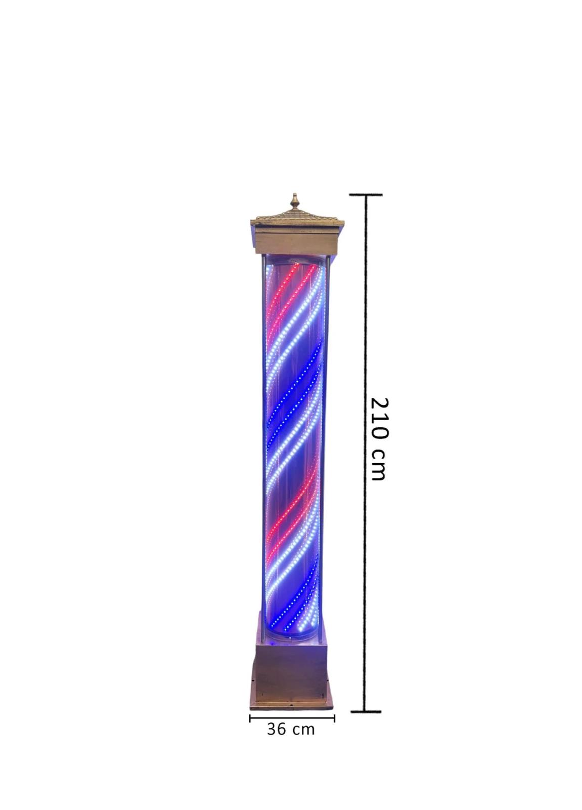 Floor Standing Glass Barber Pole Full Led Remote Control