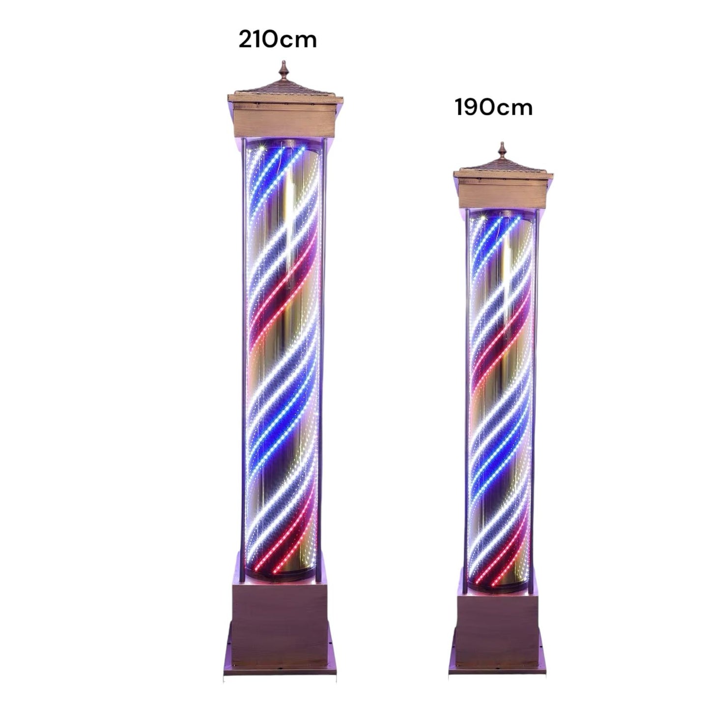 Floor Standing Glass Barber Pole Full Led Remote Control